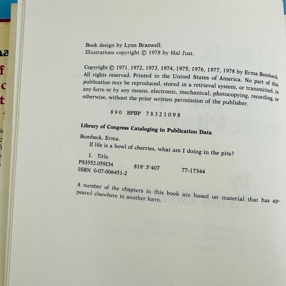 Vintage 1970s Book "If Life is a Bowl of Cherries What Am I Doing in the Pits" - Picture 4 of 8